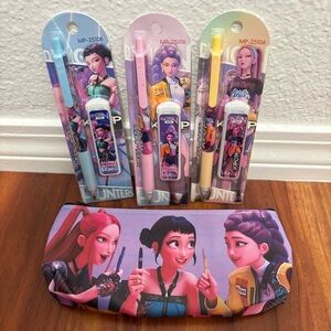 Kpop demon Hunter 3 mechanical pencils sets w/ pencil case
